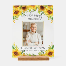 Gelbe Sonnenblumen Foto zur Beerdigung Acrylschild