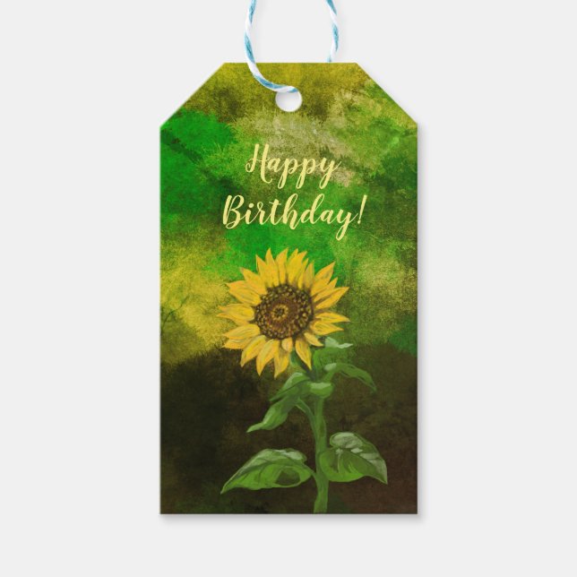 Gelbe Sonnenblumen Geschenkanhänger (Vorderseite)