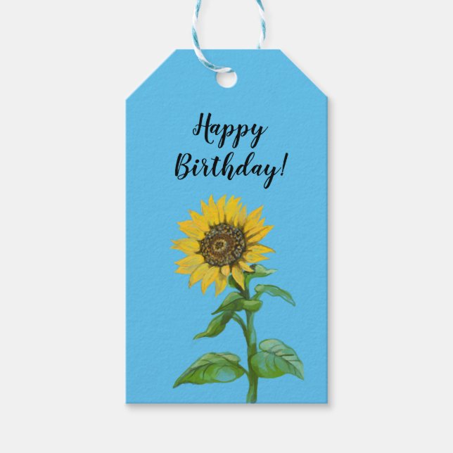 Gelbe Sonnenblumen Geschenkanhänger (Vorderseite)