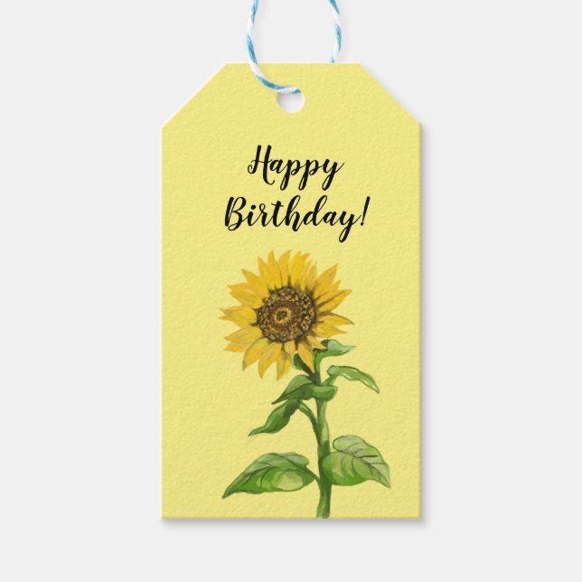 Gelbe Sonnenblumen Geschenkanhänger (Vorderseite)