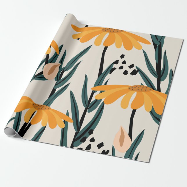 Gelbe Sonnenblumen Geschenkpapier (Ungerollt)