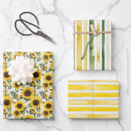 Gelbe Sonnenblumen Geschenkpapier Set