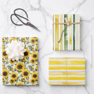 Gelbe Sonnenblumen Geschenkpapier Set