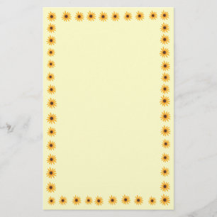 Gelbe Sonnenblumen Grenze auf gelbem Boden Briefpapier