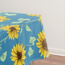 Gelbe Sonnenblumen, grüne Blätter, blauer Hintergr