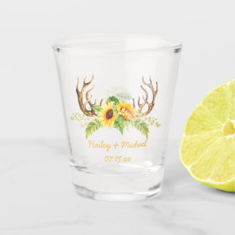 Gelbe Sonnenblumen Grünpflanzen Antlers Gastgesche Schnapsglas