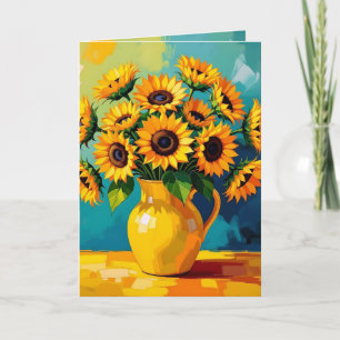 Gelbe Sonnenblumen   Haben Sie einen schönen Tag Karte