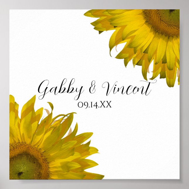 Gelbe Sonnenblumen Hochzeit Poster (Vorne)