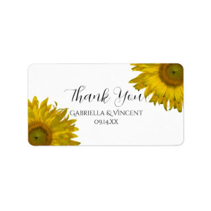 Gelbe Sonnenblumen Hochzeit Vielen Dank für Ihre U Adressaufkleber
