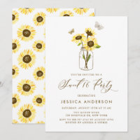 Gelbe Sonnenblumen in Mason Jar Sweet 16 Party