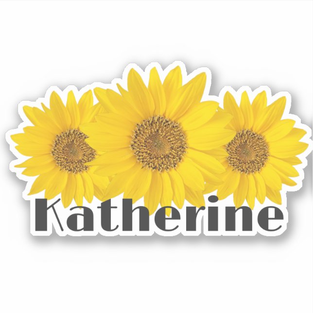 Gelbe Sonnenblumen Individuelle Name Aufkleber (Vorderseite)