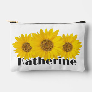 Gelbe Sonnenblumen Individuelle Name Weiß Zubehörtasche