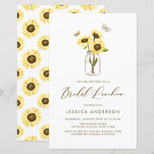 Gelbe Sonnenblumen Jar Bridal Luncheon Einladung