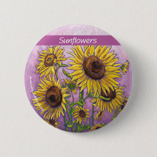 Gelbe Sonnenblumen Kunst Button
