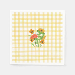 Gelbe Sonnenblumen-Land-Gingham-Party-Papier Serviette