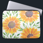 Gelbe Sonnenblumen Laptopschutzhülle<br><div class="desc">Dieser einzigartige Laptop-Ärmel zeichnet sich durch eine Aquarellsonnen- und Blattmuster in Gelb- und Grüntönen aus. Weil wir unsere Kunstwerke erstellen, werden Sie dieses exakte Bild von anderen Designern nicht finden. Original Wasserfarbe © Michele Davies.</div>