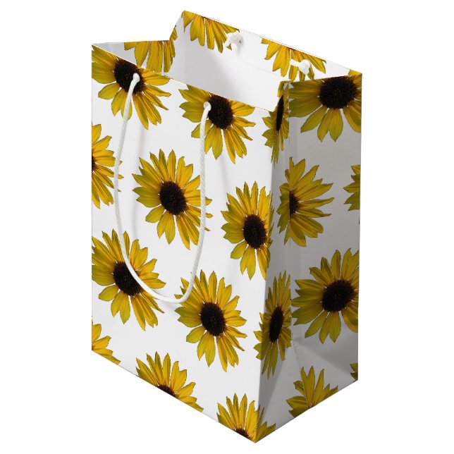 Gelbe Sonnenblumen Mittlere Geschenktüte (Vorderseite Schrägansicht)