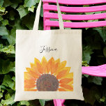 Gelbe Sonnenblumen Monogramm Name Personalisiert Tragetasche<br><div class="desc">Gelbe Sonnenblume Monogramm Name Personalisiert Tote Beutel. Dieser Blumenbeutel ist mit einer gelben,  wasserfarbenen Sonnenblume geschmückt. Sie können es mit Ihrem Namen oder Monogramm anpassen. Original Wasserfarbe © Michele Davies.</div>