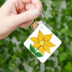 Gelbe Sonnenblumen-Monogramm-Rückseite Schlüsselanhänger