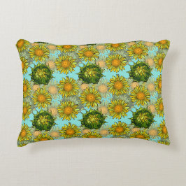 Gelbe Sonnenblumen Muster mit Foliage und Buds Dekokissen
