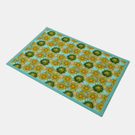 Gelbe Sonnenblumen Muster mit Foliage und Buds Fußmatte