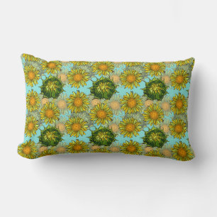 Gelbe Sonnenblumen Muster mit Foliage und Buds Lendenkissen