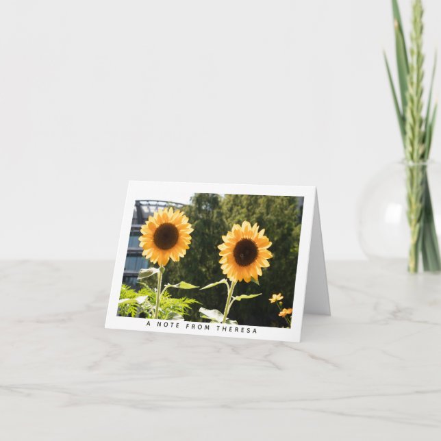 Gelbe Sonnenblumen Personalisierte Note Card (Vorderseite)