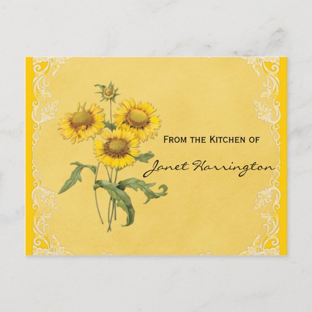Gelbe Sonnenblumen Recipe Cards Postkarte (Vorderseite)