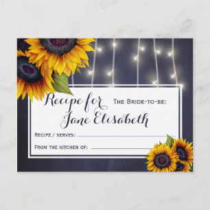 Gelbe Sonnenblumen schicke Marine Braut zu Rezept Postkarte