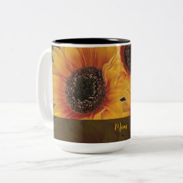 Gelbe Sonnenblumen-Seelen-Mutter Zweifarbige Tasse