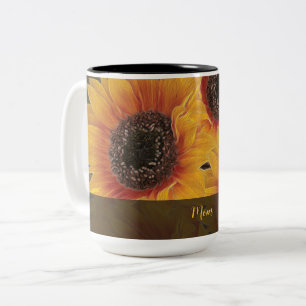 Gelbe Sonnenblumen-Seelen-Mutter Zweifarbige Tasse