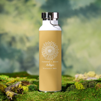 Gelbe Sonnenblumen-Skizze Personalisierte Hochzeit Trinkflasche