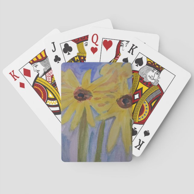 Gelbe Sonnenblumen Spielkarten (Rückseite)