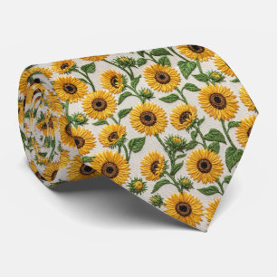 Gelbe Sonnenblumen-Stickerei Blumenmuster Krawatte