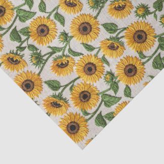 Gelbe Sonnenblumen Stickerei Blumenmuster Seidenpapier