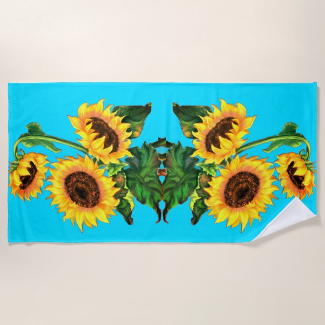 Gelbe Sonnenblumen Strandtuch (Vorderseite)