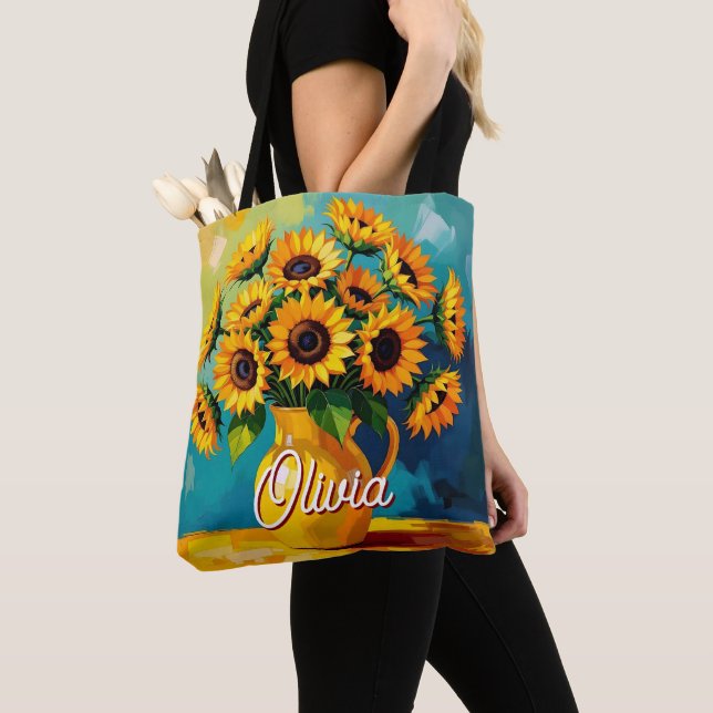 Gelbe Sonnenblumen Tasche (Von Nahem)