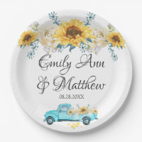 Gelbe Sonnenblumen Türkis Vintage LKW Hochzeit