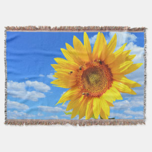 Gelbe Sonnenblumen und Bienen auf blauem Himmel -  Decke