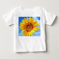 Gelbe Sonnenblumen und Bienen-Baby-T - Shirt