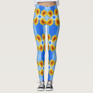 Gelbe Sonnenblumen und Bienen Leggings