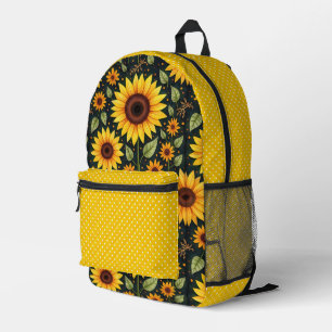 Gelbe Sonnenblumen und Polka-Punkte Bedruckter Rucksack