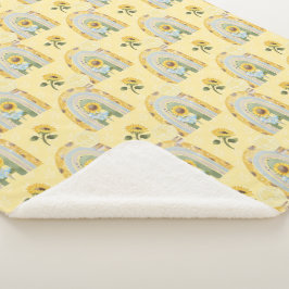 Gelbe Sonnenblumen und Regenbogen Baby Sherpadecke