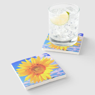 Gelbe Sonnenblumen und Untersetzer aus Bienengeste