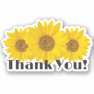 Gelbe Sonnenblumen Vielen Dank Aufkleber