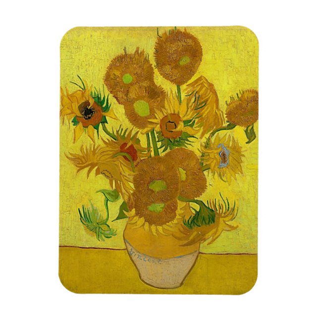 Gelbe Sonnenblumen Vintag Van Gogh Blumengemälde Magnet (Vertikal)