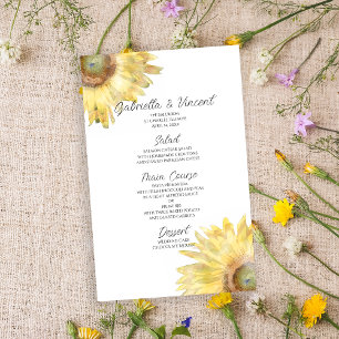 Gelbe Sonnenblumen Wasserfarben-Hochzeitmenü