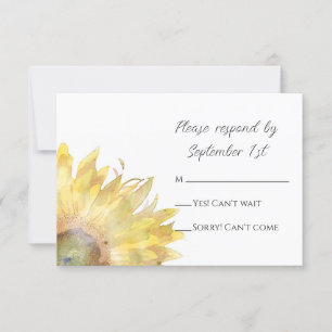 Gelbe Sonnenblumen Wasserfarbenprägung RSVP Karte