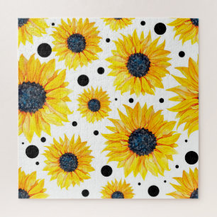 Gelbe Sonnenblumen Weißes Hintergrundmuster