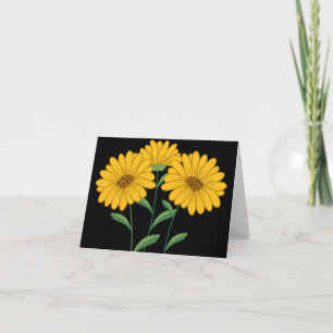 Gelbe Sonnenblumenblende Schwarze Karte